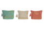 DKD Home Decor Surtido de 3 Neceseres BORACAY Dorado, Verde, Beige y Coral