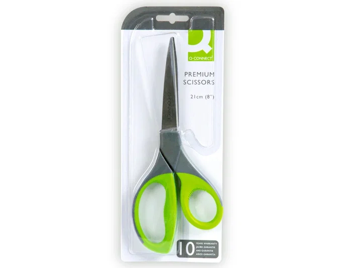 Q-connect Tijeras Oficina Mango Caucho Acero Inoxidable 8 Pulgadas 21 cm Blister Uso Oficina