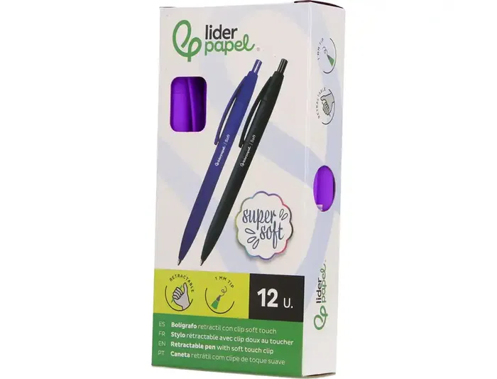 Liderpapel Bolígrafo Retráctil InkPro 07 Punta 0.7 mm con Tinta Azul y Acabado Soft Touch, Cuerpo Morado - Ideal para Escritura Precisa y Fluida con Clip Resistente Liderpapel Bolígrafo Retráctil InkPro 07 Punta 0.7 mm con Tinta Azul y Acabado Soft Touch, Cuerpo Morado - Ideal para Escritura Precisa y Fluida con Clip Resistente