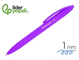 Liderpapel Bolígrafo Retráctil InkPro 07 Punta 0.7 mm con Tinta Azul y Acabado Soft Touch, Cuerpo Morado - Ideal para Escritura Precisa y Fluida con Clip Resistente