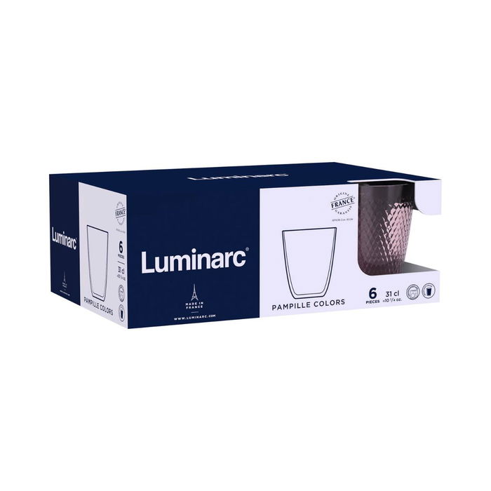 Vaso Alto Vidrio Pampille Rosa Luminarc 31 cL (6 Unidades)