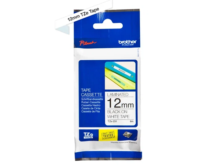 Brother TZe-231 Cinta Laminada Negro sobre Blanco 12mm x 8m Brother TZe-231 Cinta Laminada Negro sobre Blanco 12mm x 8m