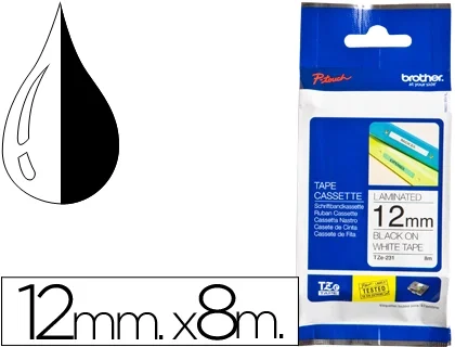 Brother TZe-231 Cinta Laminada Negro sobre Blanco 12mm x 8m Brother TZe-231 Cinta Laminada Negro sobre Blanco 12mm x 8m