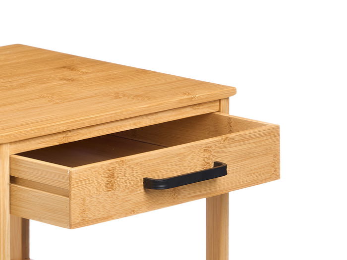 Kinvara Carrito Cocina Bambú 68x9x33 cm, 3 Niveles con Ruedas, Estante Cocina Bambú y Plástico