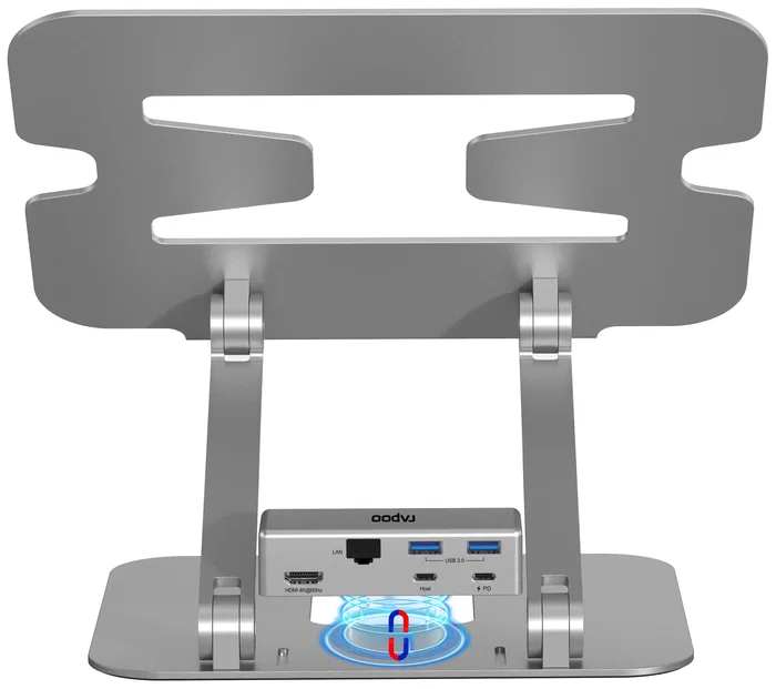 Rapoo UCS-5001 Soporte de mesa para portátil con docking USB-C, color plata Rapoo UCS-5001 Soporte de mesa para portátil con docking USB-C, color plata