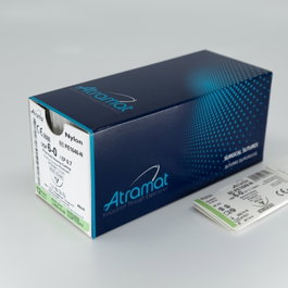 Atramat Nylon 0 Aguja Triangular 1-2 30 mm Hilo 75 cm Negro Sutura Quirúrgica Envase 12 Unidades