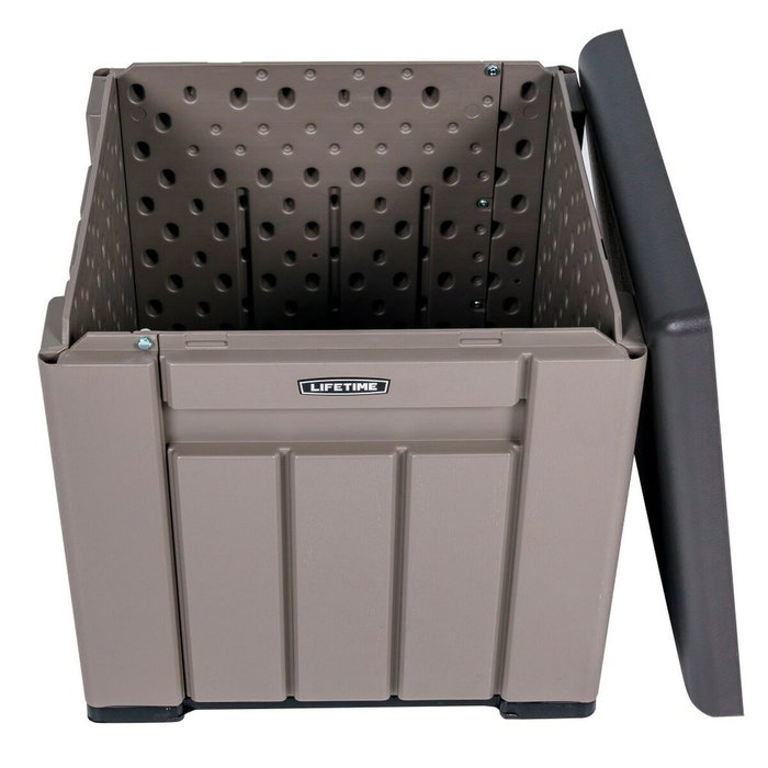 Lifetime Cubo Almacenamiento Gris con Puertas y Techo Abatibles 51,2x51,2x50,8 cm