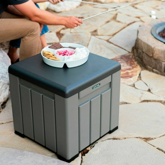 Color Baby Lifetime Cubo de Almacenamiento Gris con Puertas y Techo Abatibles 51,2x51,2x50,8 cm