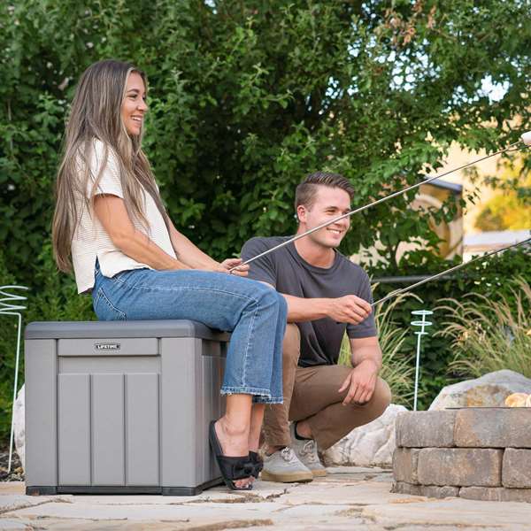 Lifetime Cubo Almacenamiento Gris con Puertas y Techo Abatibles 51,2x51,2x50,8 cm