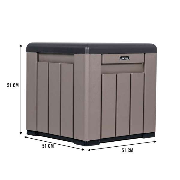 Lifetime Cubo Almacenamiento Gris con Puertas y Techo Abatibles 51,2x51,2x50,8 cm