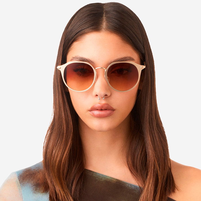 Hawkers WARWICK METAL Gafas de Sol Unisex Redondas Metal Gold Terracota 1 unidad