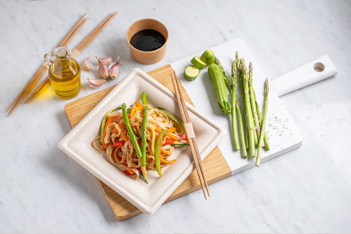 Algon Set 3 Platos Bio Cuadrados 26 cm Caña (24 Unidades)