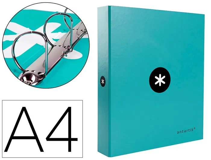 Antartik Carpeta 4 anillas 40 mm mixtas A4 forrada color menta