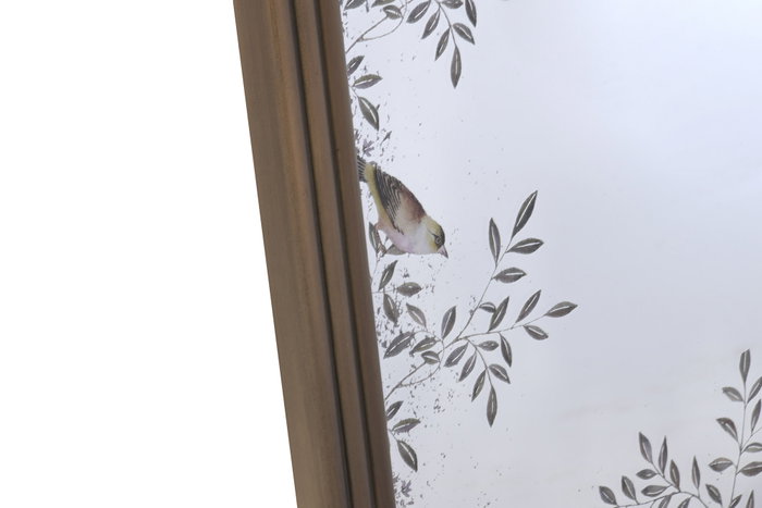 DKD Home Decor Espejo de Madera y Cristal con Pájaros Natural