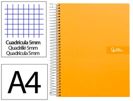 Liderpapel Cuaderno espiral Micro Crafty A4 120h 90gr cuadro 5mm naranja