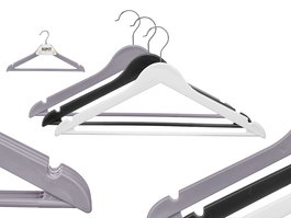 Kipit Set de 3 Perchas de Plástico y Metal, Colores Blanco, Negro, Gris, Dimensiones 43x22.5x3 cm (Set de 24)