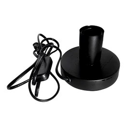 Fbright Base de Mesa para Bombilla E27 con Cable e Interruptor, Negro, Ø120 x 85 mm, Aluminio y Madera, IP20, Cable 1.4m, 40W Máx