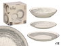 Vessia Vajilla de Cerámica 12 Piezas Patinada Gris, Plato Grande 27 cm, Plato Hondo 20 cm, Plato Pequeño 19 cm (Set de 2)