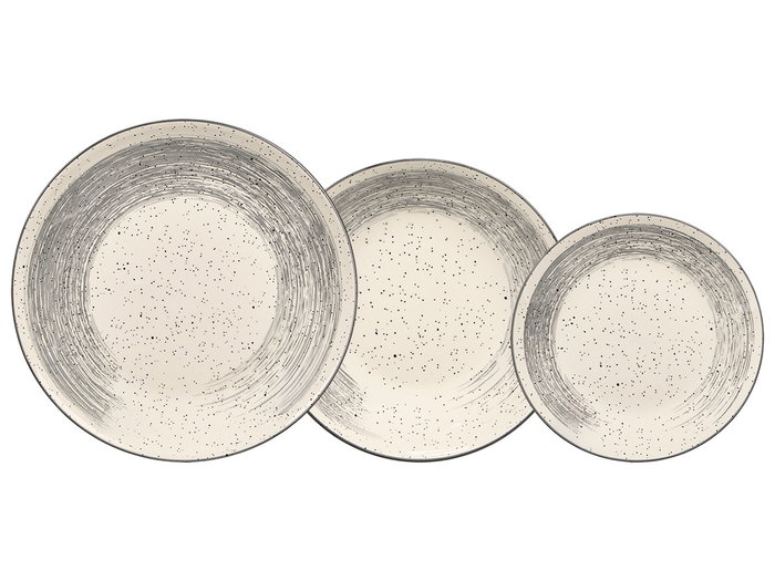 Vessia Vajilla de Cerámica 12 Piezas Patinada Gris, Plato Grande 27 cm, Plato Hondo 20 cm, Plato Pequeño 19 cm (Set de 2)