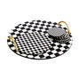 Hermia Set Bandeja Madera y Salvamanteles Cristal Blanco y Negro PLT0230