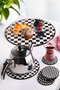 Hermia Set Bandeja Madera y Salvamanteles Cristal Blanco y Negro PLT0230