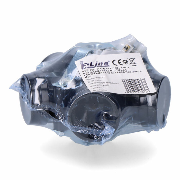 F-Line Portalámparas múltiple de 5 casquillos E27, M10, Negro F-Line Portalámparas múltiple de 5 casquillos E27, M10, Negro
