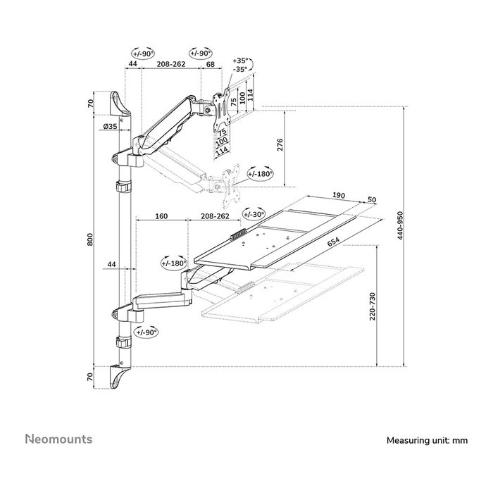 Neomounts WL90-325BL1 Soporte de Pared Móvil para Monitor 17-32", 9 kg, Resorte de Gas, Rotación 360°, Inclinación, Negro - Soporte de Trabajo de Pie/Sentado Neomounts WL90-325BL1 Soporte de Pared Móvil para Monitor 17-32", 9 kg, Resorte de Gas, Rotación 360°, Inclinación, Negro - Soporte de Trabajo de Pie/Sentado