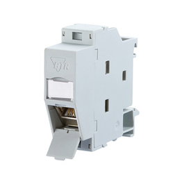 METZ CONNECT 1309107003-E REGplus IP20 E-DAT Modul CAT 6A Buchse für Hutschiene TH35, grau