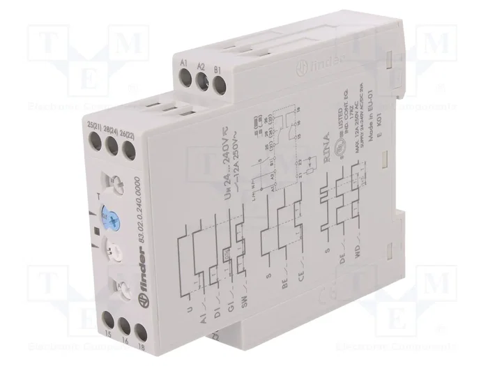 FINDER Relé de tiempo Serie 83 DPDT 24-240V AC/DC FINDER Relé de tiempo Serie 83 DPDT 24-240V AC/DC