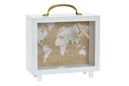 DKD Home Decor Hucha Travel Loft Blanco MDF y Metal 7 x 18 x 20 cm (2 Unidades)