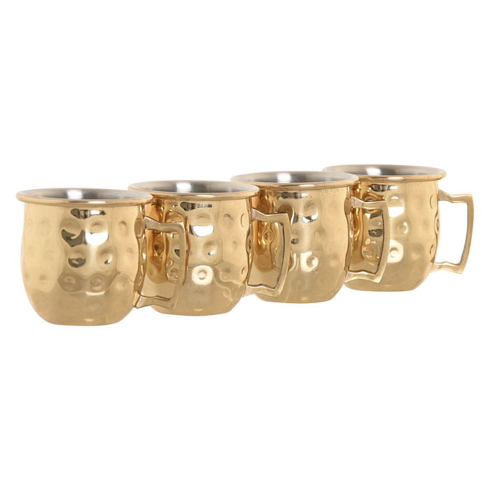 DKD Home Decor Set de 4 Vasos de Chupito Dorados de Acero Inoxidable 60 ml