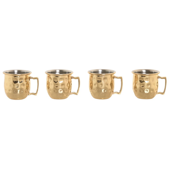 DKD Home Decor Set de 4 Vasos de Chupito Dorados de Acero Inoxidable 60 ml