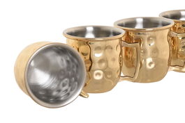 DKD Home Decor Mug Loft Dorado 15 x 6 x 5 cm Set de 4 Piezas Chupito Moscow Mule 60ml