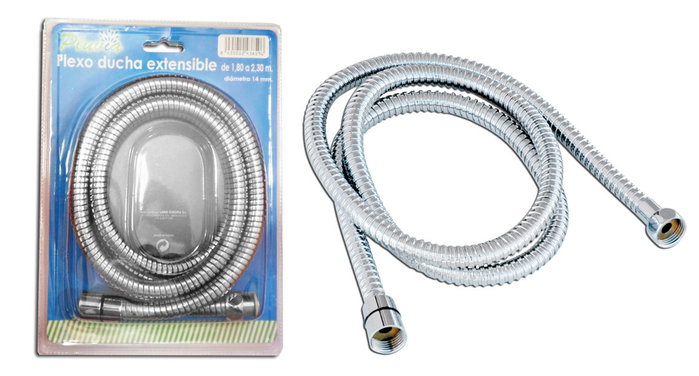 Pluvia Flexo Ducha Inox Extensible 1.80-2.30 m Ø14 mm Doble Enganche BF0018 Pluvia Flexo Ducha Inox Extensible 1.80-2.30 m Ø14 mm Doble Enganche BF0018