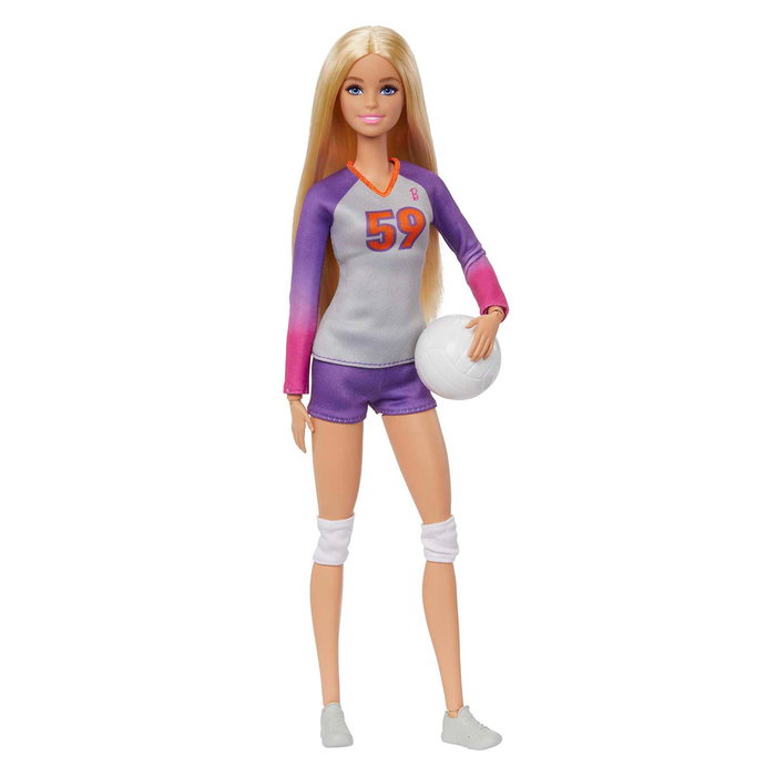 Barbie HKT72 Muñeca Tu Puedes Ser Jugadora Voleibol Made to Move 22 Articulaciones, Balón y Uniforme Completo +3 años