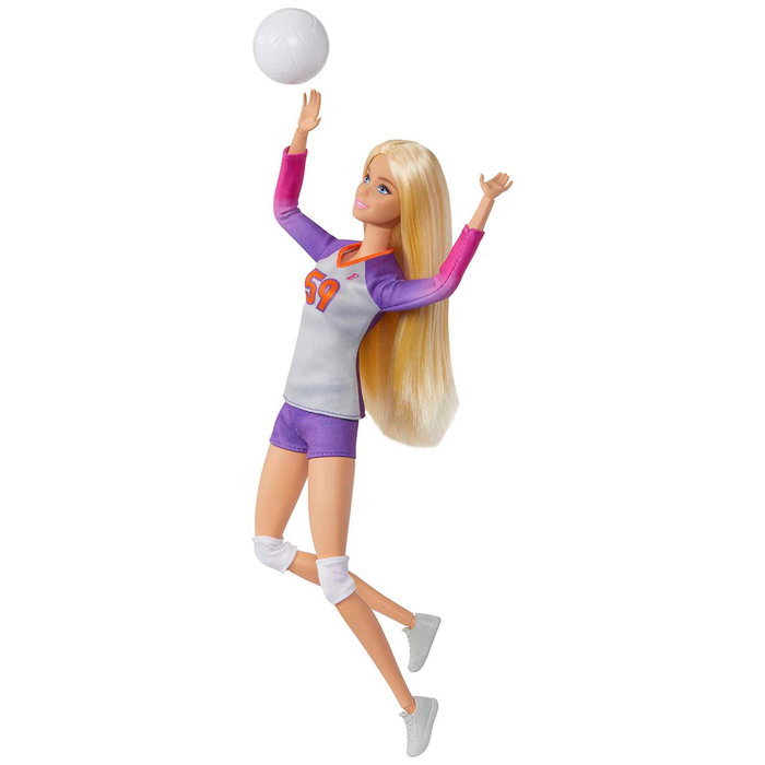 Barbie HKT72 Muñeca Tu Puedes Ser Jugadora Voleibol Made to Move 22 Articulaciones, Balón y Uniforme Completo +3 años