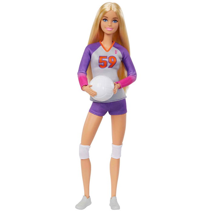 Barbie HKT72 Muñeca Tu Puedes Ser Jugadora Voleibol Made to Move 22 Articulaciones, Balón y Uniforme Completo +3 años