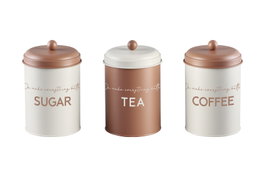 DKD Home Decor Set de 3 Botes Metálicos Beige y Terracota