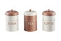 DKD Home Decor Set de 3 Botes Metálicos Beige y Terracota