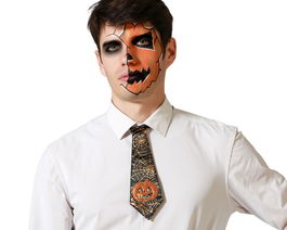 Corbata Negra Con Calabaza Halloween Hombre Adulto