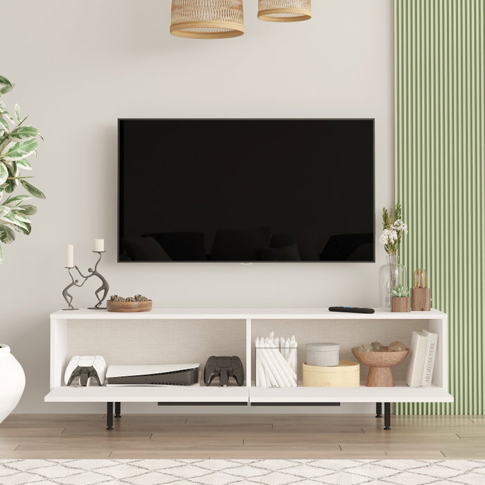 Hanah Home ON19-W Conjunto Muebles Salón Blanco Soporte TV 160cm Mesa Centro 90cm