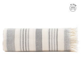 Colcha Rayas Beige-Gris Algodón 200 X 260 cm