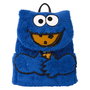 Loungefly Mochila Peluche Cookie Monster Barrio Sésamo con Monedero Extraíble, 22,86x11,43x26,67cm, Felpa y Cuero Vegano