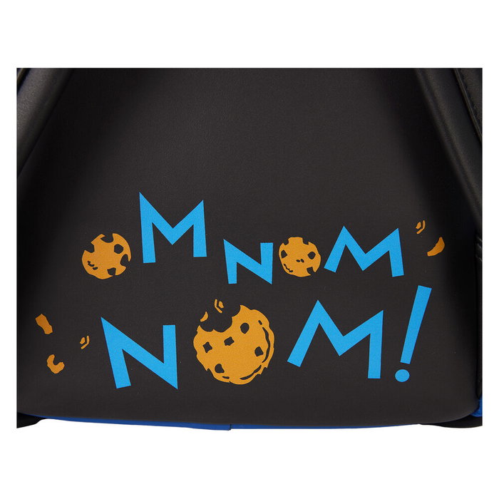 Loungefly Mochila Peluche Cookie Monster Barrio Sésamo con Monedero Extraíble, 22,86x11,43x26,67cm, Felpa y Cuero Vegano