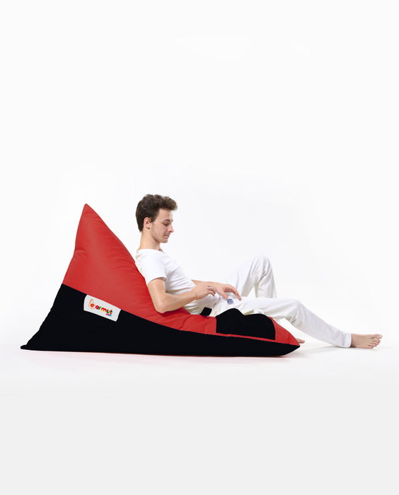 Atelier Del Sofa Puff de Jardín Grande Doble Color, Rojo y Negro, 145x90x35 cm, 100% Poliéster Impermeable, Ecológico