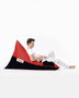 Atelier Del Sofa Puff de Jardín Grande Doble Color, Rojo y Negro, 145x90x35 cm, 100% Poliéster Impermeable, Ecológico