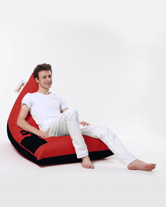Atelier Del Sofa Puff de Jardín Grande Doble Color, Rojo y Negro, 145x90x35 cm, 100% Poliéster Impermeable, Ecológico