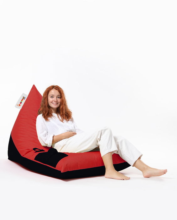 Atelier Del Sofa Puff de Jardín Grande Doble Color, Rojo y Negro, 145x90x35 cm, 100% Poliéster Impermeable, Ecológico