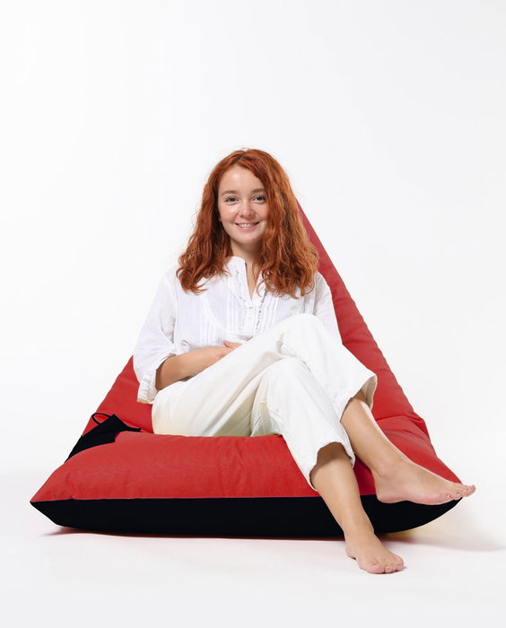 Atelier Del Sofa Puff de Jardín Grande Doble Color, Rojo y Negro, 145x90x35 cm, 100% Poliéster Impermeable, Ecológico