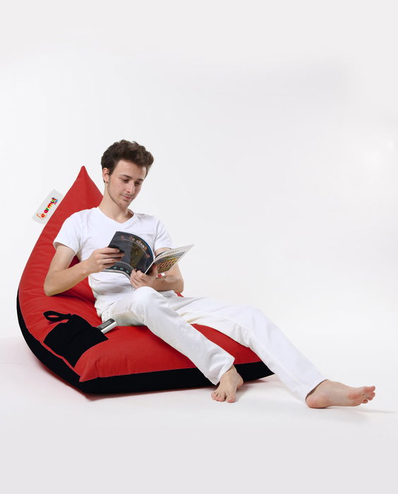 Atelier Del Sofa Puff de Jardín Grande Doble Color, Rojo y Negro, 145x90x35 cm, 100% Poliéster Impermeable, Ecológico